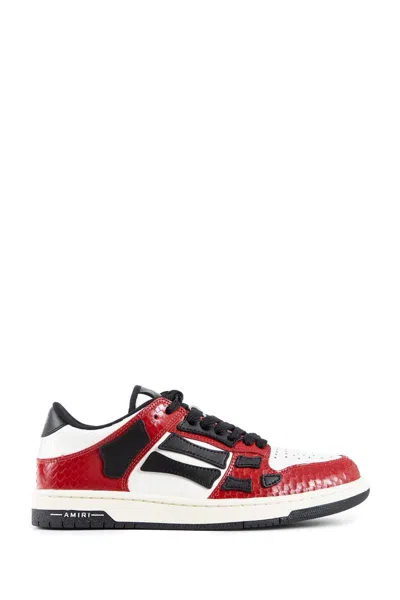 Amiri Skel Top Low Red Sneakers With Skeleton Patch In Leather Man In Brown