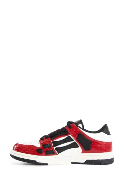 Amiri Skel Top Low Red Sneakers With Skeleton Patch In Leather Man In Brown