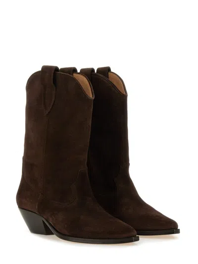 Isabel Marant Ankle Boots In Luxurious Calf Velvet Leather With Sleek Design And Quality Finish In Brown