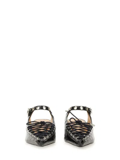 Ganni Women Oleatex Laced Mules In Black