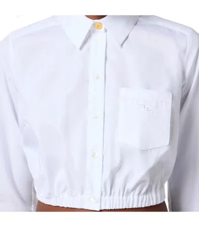 Elisabetta Franchi White Cotton Cropped Shirt In White