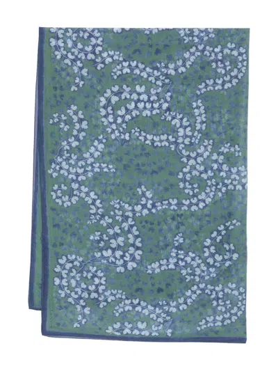 Lanvin Rectangular Cotton-silk Blend Scarf With Fern Print In Neutral