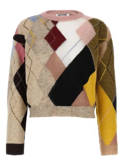 Moschino Knitwear Crew Neck Long Sleeves Soft Texture In Neutral