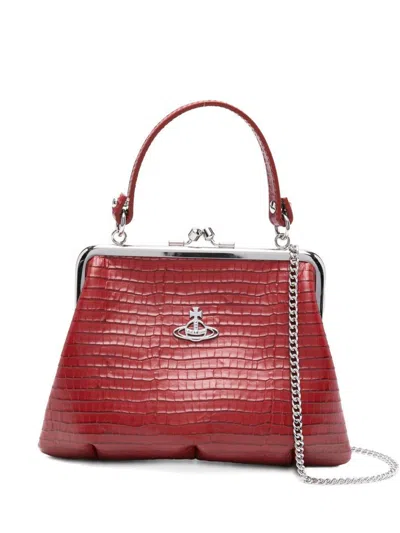 Vivienne Westwood Crocodile Chain Strap Wallets Metal Frame Top Handle