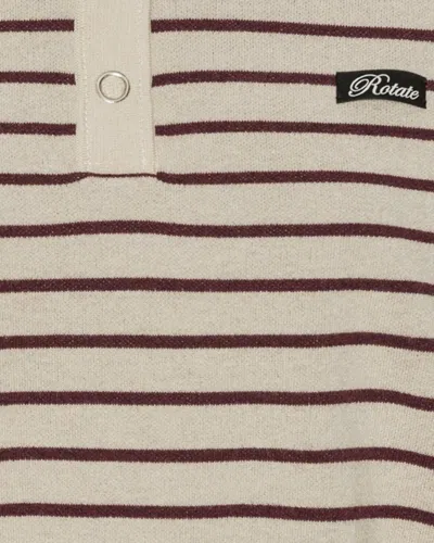 Rotate Birger Christensen Striped Polo Shirt With Logo Patch In Neutral