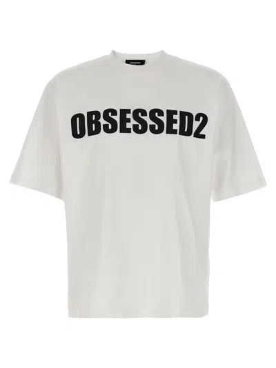 Dsquared2 Solid Color Cool Fit Crew-neck T-shirt With Printed Logo In White