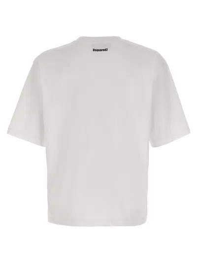 Dsquared2 Solid Color Cool Fit Crew-neck T-shirt With Printed Logo In White