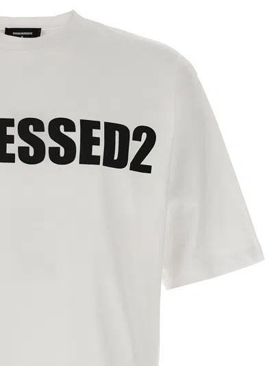 Dsquared2 Solid Color Cool Fit Crew-neck T-shirt With Printed Logo In White