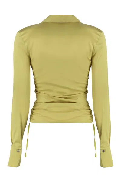 Pinko Jersey Shirt With Gathered Collar And Buttons