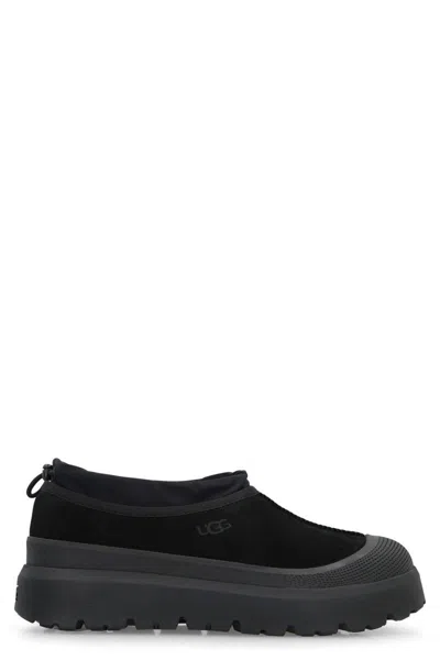 Ugg Black Suede And Rubber Tasman Weather Hybrid Slip-ons In Black