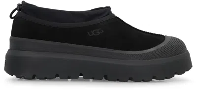 Ugg Black Suede And Rubber Tasman Weather Hybrid Slip-ons In Black