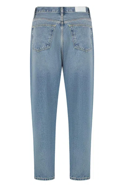 Re/done Organic Cotton Faded Wash Boyfriend Jeans In Blue