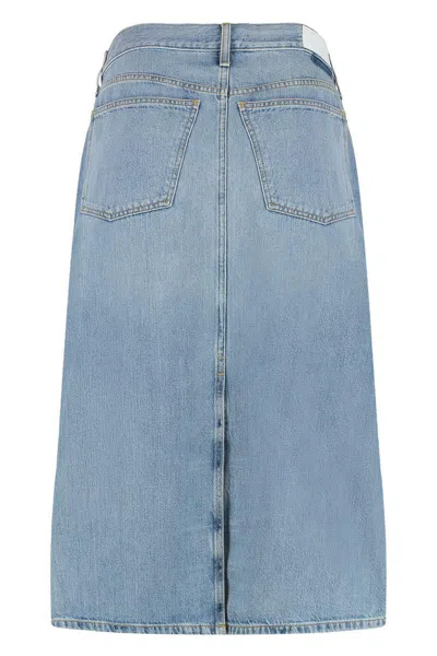 Re/done Denim Skirt With Pockets And Slit In Blue