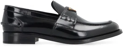Prada Leather Loafers In Black