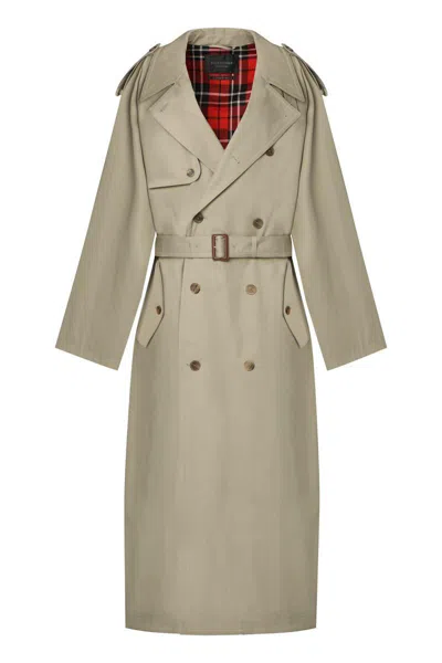 Balenciaga Cotton Trench Coat In Neutral