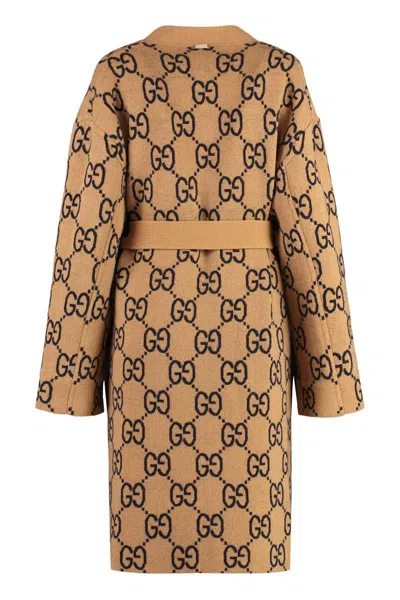 Gucci Wool Cardigan In Brown