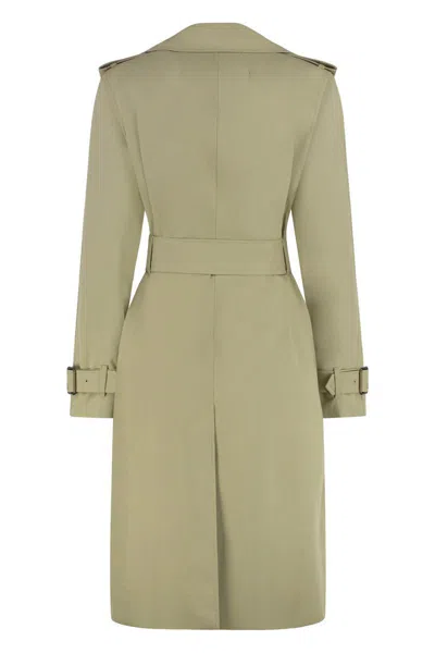 Burberry Double-breasted Trench Coat In Green