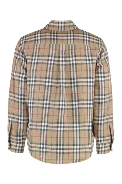 Burberry Checked Cotton Shirt In Brown