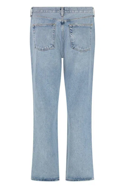 Agolde Faded Wash Straight Leg Jeans In Blue