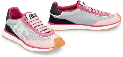 Dolce & Gabbana Cushion Sneakers With Rubber Sole And Leather Trim In Pink