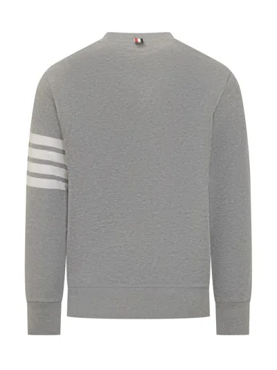 Thom Browne Loopback Jersey Knit 4-bar Crewneck Sweatshirt In Gray