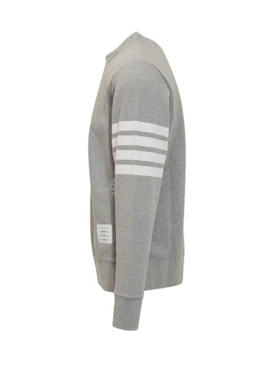 Thom Browne Loopback Jersey Knit 4-bar Crewneck Sweatshirt In Gray