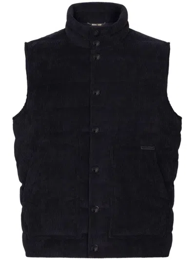 Dolce & Gabbana Logo Patch Corduroy Jacket In Blue