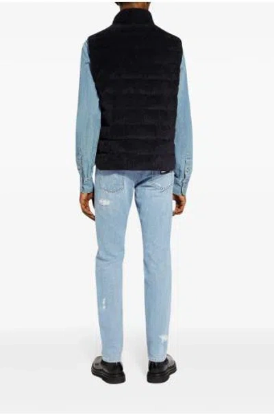 Dolce & Gabbana Logo Patch Corduroy Jacket In Blue