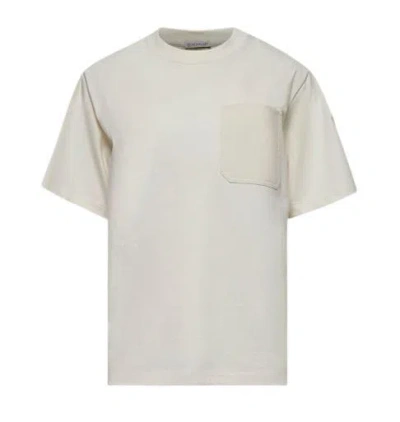 Moncler T Shirt Cotton With Pocket In White