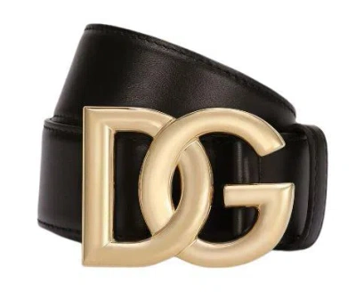 Dolce & Gabbana Patent Leather Belt With Dg Logo In Black