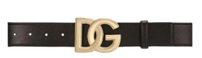 Dolce & Gabbana Patent Leather Belt With Dg Logo In Black