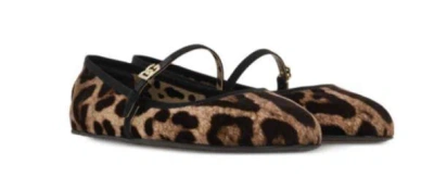 Dolce & Gabbana Multicolor Ballerinas In Cotton And Viscose With Leopard Print Women In Brown