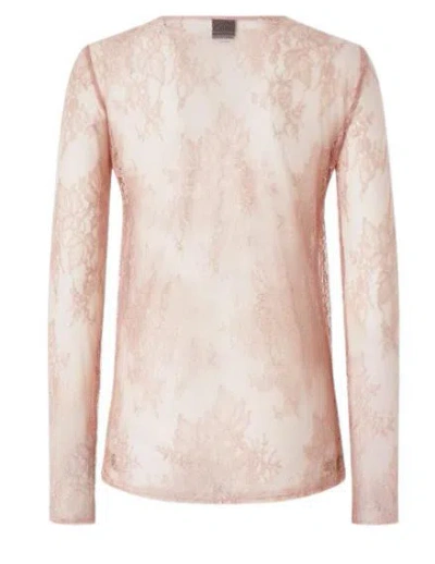 Pinko Slim-fitting Lace Sweater With Fringing In Pink