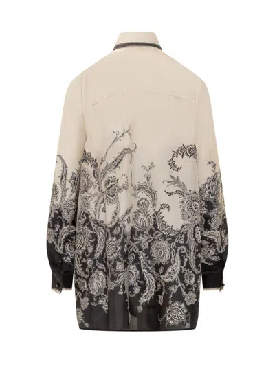 Zimmermann White Floral And Paisley Print Shirt With Contrasting Trim