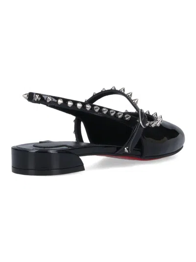 Christian Louboutin Sweet Janispikes Studded Patent-leather Slingback Flats