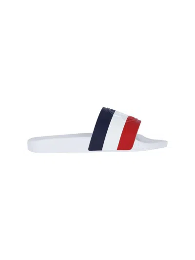 Moncler Basile Embossed Sliders In White