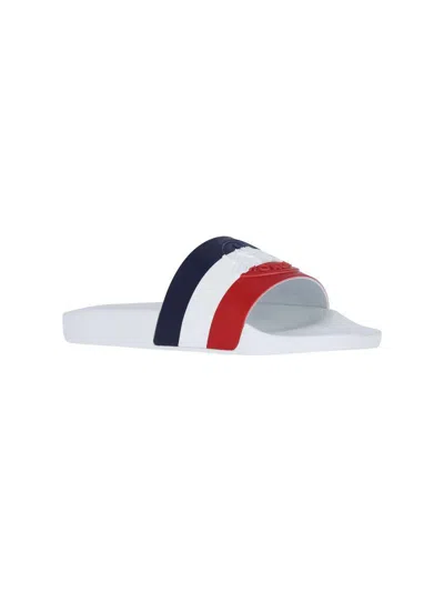 Moncler Basile Embossed Sliders In White