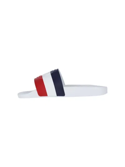 Moncler Basile Embossed Sliders In White