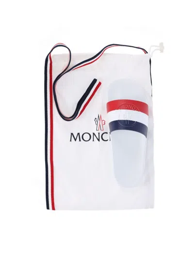 Moncler Basile Embossed Sliders In White