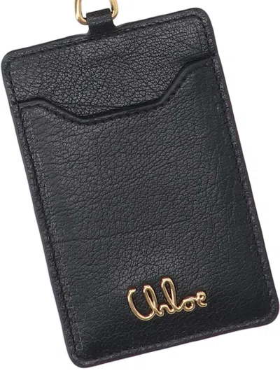 Chloé Hardware Strap Purses Cardholders In Blue