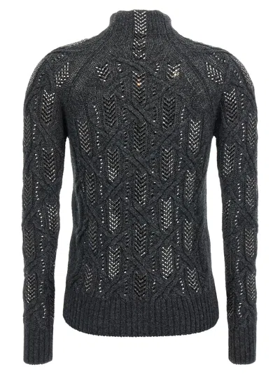 Ermanno Scervino Cable Knit Mock Neck Sweater With Ribbed Hem