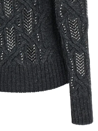 Ermanno Scervino Cable Knit Mock Neck Sweater With Ribbed Hem