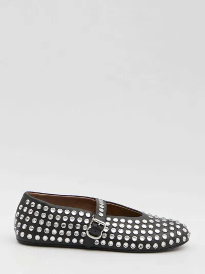 Alaïa Embellished Leather Ballet Flats