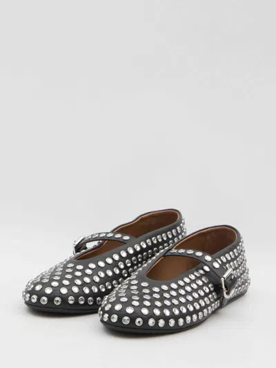 Alaïa Embellished Leather Ballet Flats