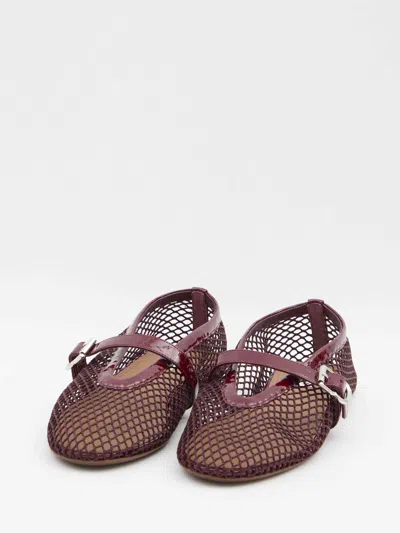 Alaïa Alaia Women Fishnet Ballet Flats In Red