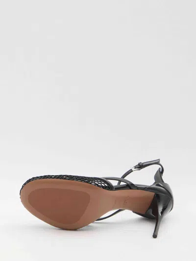 Alaïa Alaia Women Thong Sandals In Fishnet And Patent Leather
