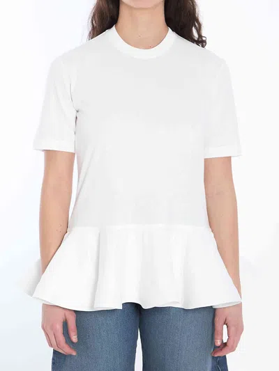 Alaïa Peplum T-shirt With Draped Hem Detail In White
