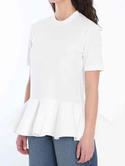 Alaïa Peplum T-shirt With Draped Hem Detail In White