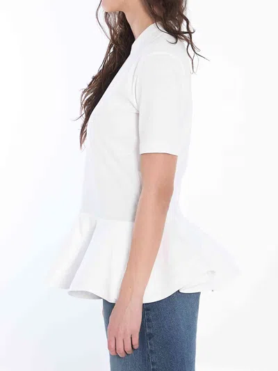 Alaïa Peplum T-shirt With Draped Hem Detail In White