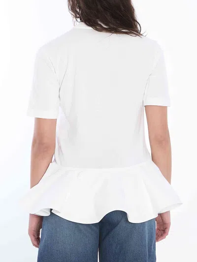 Alaïa Peplum T-shirt With Draped Hem Detail In White